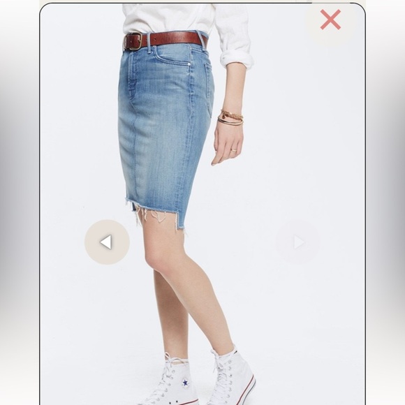 MOTHER THE PEG STEP FRAY SKIRT IN AFTER ALL THESE YEARS HI LOW RAW HEM SZ 29/LG - Picture 1 of 12